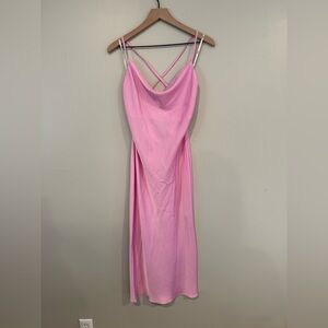 ASOS Pink Midi Slip Dress with Strappy Back